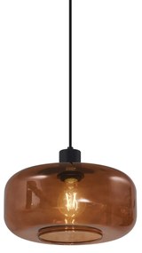 Lampada a sospensione retrò nera con vetro bronzo - Bizle