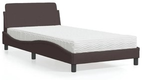 Letto con materasso marrone scuro 100x200 cm in tessuto