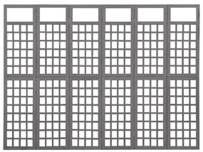 Divisorio a 6 pannelli in massello di abete grigio 242,5x180 cm