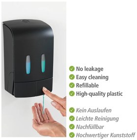 Dispenser di sapone in plastica nero da parete 0,96 l Tartas - Wenko