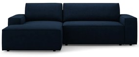 Divano letto angolare blu scuro in tessuto bouclé (angolo sinistro) Jodie - Micadoni Home