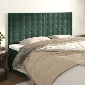 Testiera 4 Pz Verde Scuro 80x5x78/88 Cm İn Velluto /