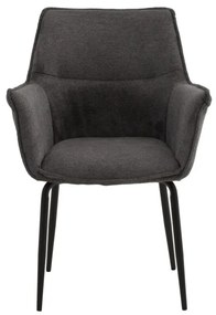 Set di sedie SHERMAN OAKS in tessuto grigio e gambe in metallo nero, con braccioli