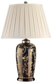 Lampada Da Scrivania Contemporanea Black Birds Porcellana Nera Oro 1 Luce E27