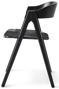 Sedia da pranzo in legno di faggio nero con seduta in rattan nero Findahl di Hammel Mette - Hammel Furniture