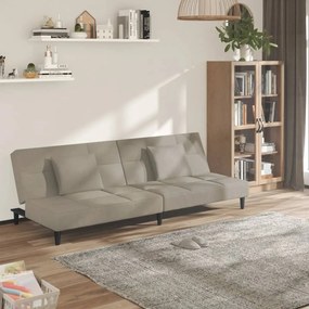 Divano Letto A 2 Posti Con 2 Cuscini Grigio Chiaro İn Velluto /