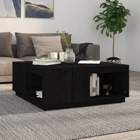 Tavolino Da Salotto Nero 100x101x40,5 Cm Legno Massello Di Pino /