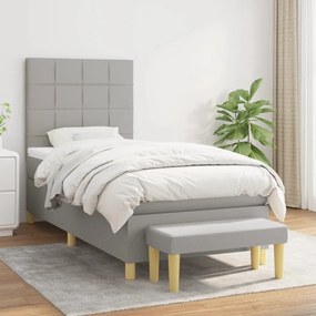Giroletto A Molle Con Materasso Grigio Chiaro 90x190 Cm Tessuto /