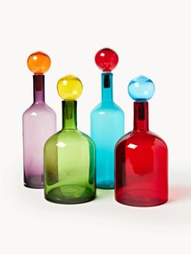 Set di 4 bottiglie decorative in vetro soffiato Bubbles