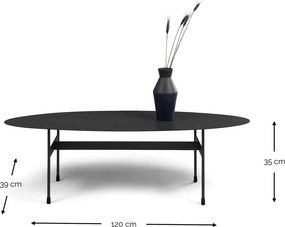 Tavolino da salotto nero in metallo 39x120 cm Mira – Spinder Design