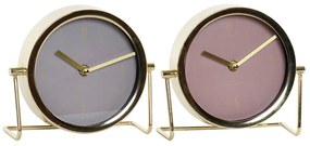 Orologio da Tavolo DKD Home Decor Dorato Vetro Ferro (2 pezzi) (18 x 6.5 x 16 cm)