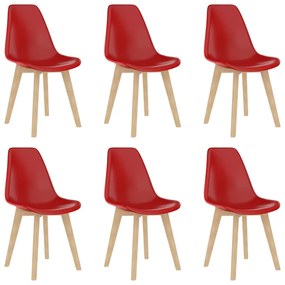 Sedie Da Pranzo 6 Pz Rosse İn Plastica /