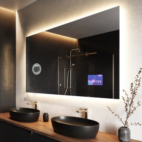 Rettangolare specchio bagno con luce LED L58 specchio retroilluminato da trucco con Specchio cosmetico, Tappetino riscaldante