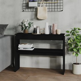 Tavolino Consolle Nero 102x30x80 Cm İn Legno Multistrato /