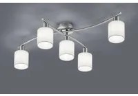 Plafoniera Garda Nichel 5 Paralumi Tessuto Bianco L75 cm Trio Lighting