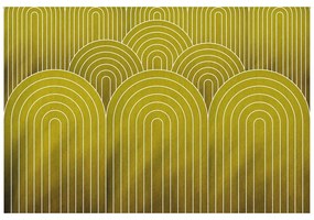 Carta da parati – Motivo arcobaleno senape Mid-Century