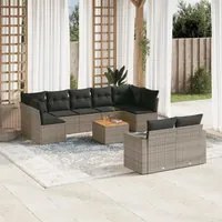 Set Divano da Giardino 10 pz con Cuscini Grigio in Polyrattancod mxl 111404