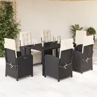 Set da Pranzo da Giardino 7 pz Nero con Cuscini in Polyrattan 3212453