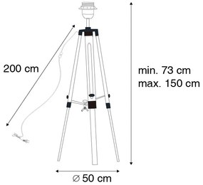 Lampada vintage da terra con treppiede in ottone - CORTIN
