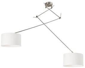 Lampada a sospensione in acciaio con paralume 35 cm bianco regolabile 2 luci - Blitz