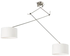 Lampada a sospensione in acciaio con paralume 35 cm bianco regolabile 2 luci - Blitz
