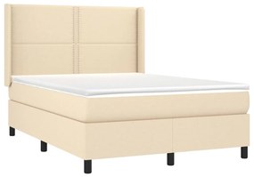 Letto a Molle con Materasso e LED Crema 140x200 cm in Tessuto