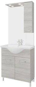 Mobile sottolavabo e lavabo con sifone Symoa per vasca centrale legno grigio in truciolare L 75 x H 81.5 x P 50.5 cm, 2 ante