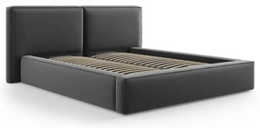 Letto matrimoniale imbottito in grigio scuro in velluto con contenitore con rete inclusa 180x200 cm Arendal – Cosmopolitan Design