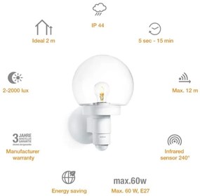 Steinel 657413 - Lampada da parete con sensore per esterno L 115 S 1xE27/60W/230V