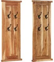 Appendiabiti 2 pz in Legno Massello di Acacia 38x100 cm 337854