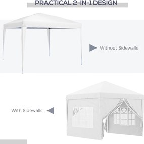 Gazebo Pieghevole 3x3m in Acciaio e tessuto Oxford Bianco...
