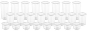 Set 24 contenitori in plastica coperchio bianco