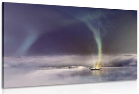 Stampa su tela – Aurora boreale sopra il lago