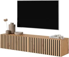 Mobile TV Sospeso Listellato 140 Cm Rovere E Nero Astra