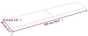 Ripiano muro marrone chiaro 180x40x4cm massello rovere trattato