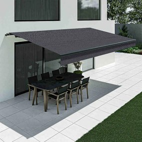 Tenda da sole antracite con mantovana dritta, modello Basic senza cassonetto, 2400 x 1500 mm, con manovella, configurazione individuale