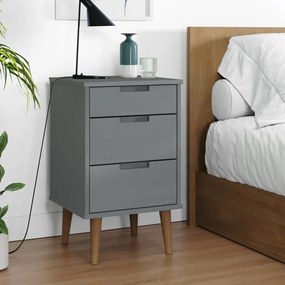 Comodino Molde Grigio 40x35x65 Cm İn Legno Massello Di Pino /