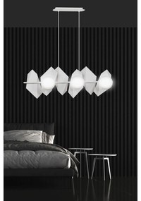 Lampadario Minimal Parvati Acciaio Bianco 6 Luci E14 Ip20