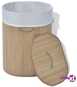 vidaXL Cesto Portabiancheria in Bambù Ovale Colore Naturale