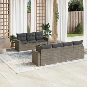 Set divano da giardino 8 pz con cuscini grigio in polyrattan