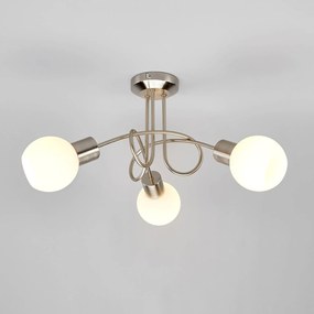 Plafoniera Lindby Elaina, Ø 38cm, a 3 luci, nichel, vetro, E14