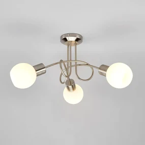 Plafoniera Lindby Elaina, Ø 38cm, a 3 luci, nichel, vetro, E14