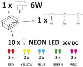 Catena decorativa da esterno LED PARTY NEON 7,6 m 10xE27/0,6W/36V IP44