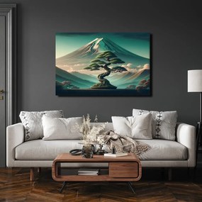 Quadro su tela – Bonsai e montagna in stile giapponese