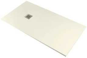 Piatto doccia in mineralmarmo 80x100 cm beige effetto pietra con griglia e piletta sifonata