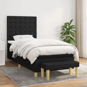 Giroletto A Molle Con Materasso Nero 90x190 Cm İn Tessuto /