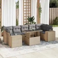 Set Divano da Giardino 8 pz con Cuscini Beige in Polyrattan 3326760