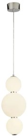 Snowball 3lt pendant - metallo cromato e vetro opalino