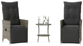 Set Da Bistrò 3 Pz Con Cuscini Grigio İn Polyrattan /