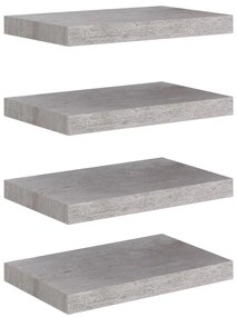 Scaffali a parete 4 pz grigio cemento 40x23x3,8 cm in mdf